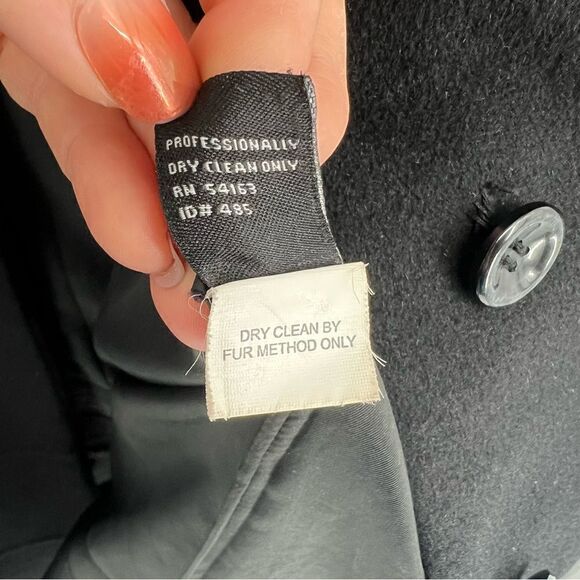 Jones New York Collection Angora Wool Fur Collar‎ Coat Black 10 - Picture 11 of 12